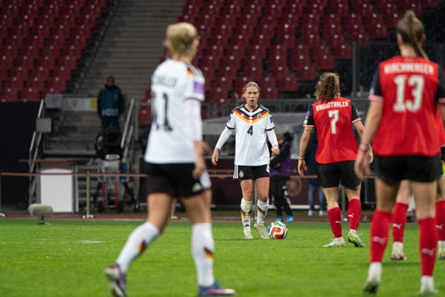 NUREMBERG, GERMANY - APRIL 14: Rebecca Knaak (4 Germany) during the FIFA Women s World Cup Qualification match between Germany and Austria at Max-Morlock-Stadion on April 14, 2026 in Nuremberg, Germany. (Photo by Qianru Zhang Press Photo) Copyright: xQianruxZhang SPPx Sportspressphoto_SPR129747