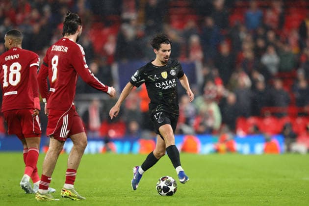 April 14, 2026, Liverpool, Merseyside, United Kingdom: VITINHA of PSG in the UEFA Champions League 2025 26 Quarter-final Leg 2 game between LIVERPOOL FC and PARIS SAINT-GERMAIN at the Anfield Stadium in Liverpool, England. PSG won this game 2:0 and reaches the Semi-final with a score of 4:0 on aggregate, Soccer 2026: Champions League: Liverpool 0:2 PSG  - ZUMAc179 20260414_zep_c179_064 Copyright: xMickaelxChavetx