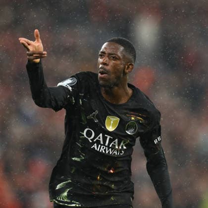 April 14, 2026, Liverpool, Merseyside, United Kingdom: OUSMANE DEMBELE 10 of PSG celebrates scoring his side s first goal in the UEFA Champions League 2025 26 Quarter-final Leg 2 game between LIVERPOOL FC and PARIS SAINT-GERMAIN at the Anfield Stadium in Liverpool, England. PSG won this game 2:0 and reaches the Semi-final with a score of 4:0 on aggregate. Soccer 2026: Champions League: Liverpool 0:2 PSG  - ZUMAc179 20260414_zep_c179_030 Copyright: xMickaelxChavetx