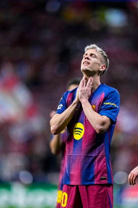 April 14, 2026, Madrid, Madrid, Spain: Dani Olmo of FC Barcelona, Barca laments during the UEFA Champions League 2025 26 Quarter-Final Second Leg match between Atletico de Madrid and FC Barcelona at Riyadh Air Metropolitano on April 14, 2026, in Madrid, Spain. Madrid Spain - ZUMAa181 20260414_zaa_a181_395 Copyright: xOscarxJ.xBarrosox