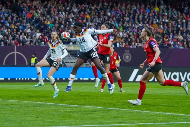 Nicole Anyomi 18 Germany in action at the international match between Germany Austria on 14 04 2026 in Nuremberg Nuremberg Max Morlock Stadion Bayern Germany