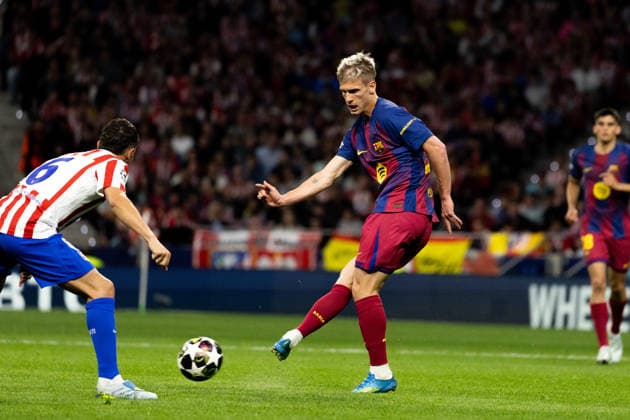 April 14, 2026, Barcelona, Barcelona, Spain: Dani Olmo of FC Barcelona, Barca in action during the UEFA Champions League Quarter Final second leg match between Atletico de Madrid and FC Barcelona at Riyadh Air Metropolitano on April 14, 2026 in Madrid, Spain. Barcelona Spain - ZUMAs316 20260414_znp_s316_054 Copyright: xMartixSeguraxRamonedax