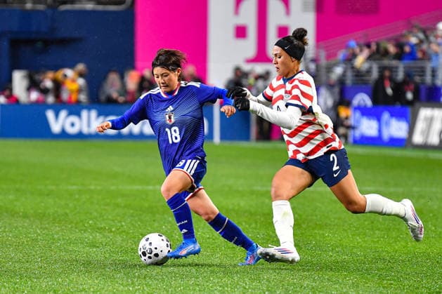 US Womens Soccer 2026: APR 14 Japan At USA April 14, 2026: Japan Women s national team, Nationalteam Midfielder Honoka Hayashi (18) tries to hold off United States Women s National Team Forward Emma Sears (2) during the US Womens National Team friendly match vs Japan. Japan defeated the US 1-0. Steve Faber CSM (Credit Image: Â Steve Faber Cal Media) Seattle Washington United States EDITORIAL USE ONLY Copyright: xx ZUMA-20260414_zma_c04_141.jpg StevexFaberx csmphotothree486310