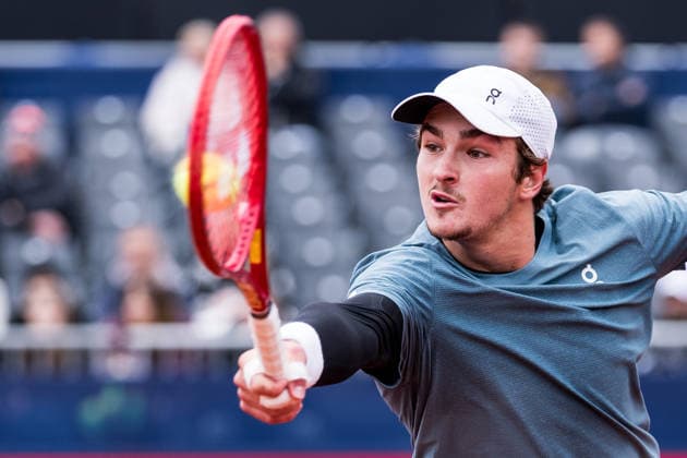 MUNICH, GERMANY - APRIL 15: Joao Fonseca (BRA) during the BMW Open by Bitpanda Singles match between Arthur Rinderknech (FRA) vs Joao Fonseca (BRA) at MTTC Iphitos on April 15, 2026 in Munich, Germany. Bavaria Germany Copyright: xSteffiexWunderlx