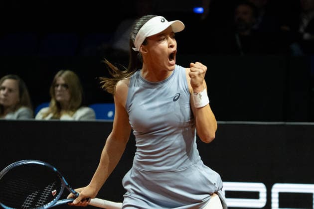 Zeynep Sonmez TUR in picture, cheering, emotion, joy, gesture, GER, Zeynep Sonmez vs Jasmine Paolini, Tennis, ATP Tournament, WTA 500, Porsche Tennis Grand Prix, 15 04 2026, GER, Zeynep Sonmez vs Jasmine Paolini, Tennis, ATP Tournament, WTA 500, Porsche Tennis Grand Prix, 15 04 2026, Stuttgart Copyright: xEibner-Pressefoto EdwardxCheungx EP_ECG