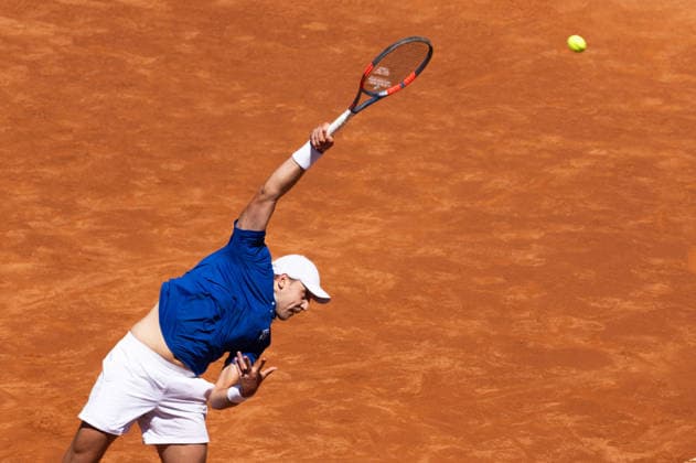 April 15, 2026, Barcelona, Barcelona, Spain: Hamad Medjedovic serves during the round of 16 match of the Barcelona Open Banc Sabadell ATP, Tennis Herren 500 tennis tournament at Real Club de Tenis Barcelona on April 15, 2026 in Barcelona, Spain. Barcelona Open Banc Sabadell 2026 - ATP 500  - ZUMAs316 20260415_znp_s316_063 Copyright: xMartixSeguraxRamonedax