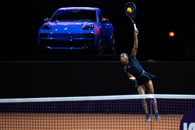 Noma Noha Akugue Germany in the picture on the ball, Alycia Parks USA vs Noma Noha Akugue Germany , 1 round, GER, Porsche Tennis Grand Prix Stuttgart, WTA 500, 15 04 2026 GER, Porsche Tennis Grand Prix Stuttgart, WTA 500, 15 04 2026 Stuttgart Copyright: xEibner-Pressefoto Memmlerx EP_MMR