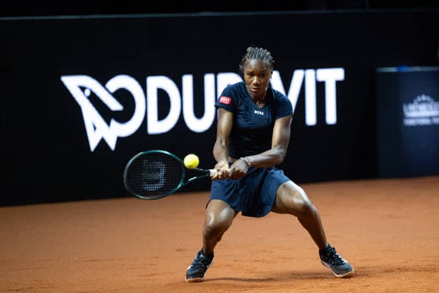 Noma Noha Akugue Germany in the picture on the ball, Alycia Parks USA vs Noma Noha Akugue Germany , 1 round, GER, Porsche Tennis Grand Prix Stuttgart, WTA 500, 15 04 2026 GER, Porsche Tennis Grand Prix Stuttgart, WTA 500, 15 04 2026 Stuttgart Copyright: xEibner-Pressefoto Memmlerx EP_MMR