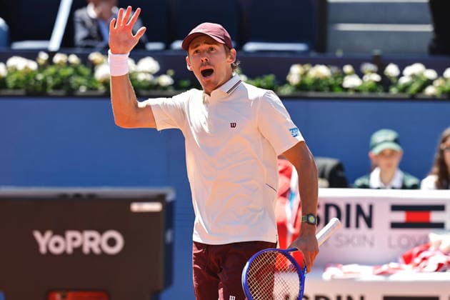 Alex De Minaur (AUS), APRIL 15, 2026 - Tennis : De Minaur celebrate after a point during singles 2nd round match against Hamad Medjedovic on the Barcelona Open Banc Sabadell tennis tournament at the Real Club de Tenis de Barcelona in Barcelona, Spain. Noxthirdxpartyxsales  aflo_327026909
