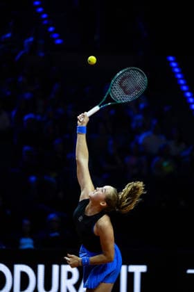Mirra Andreeva Russia in the picture on the ball, Jelena Ostapenko Latvia vs Mirra Andreeva Russia , 1 round, GER, Porsche Tennis Grand Prix Stuttgart, WTA 500, 15 04 2026 GER, Porsche Tennis Grand Prix Stuttgart, WTA 500, 15 04 2026 Stuttgart Copyright: xEibner-Pressefoto Memmlerx EP_MMR