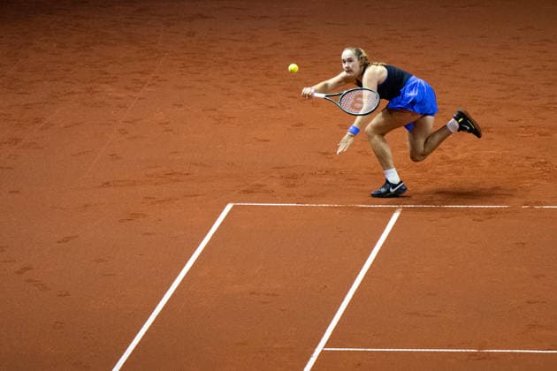 Mirra Andreeva Russia in the picture on the ball, Jelena Ostapenko Latvia vs Mirra Andreeva Russia , 1 round, GER, Porsche Tennis Grand Prix Stuttgart, WTA 500, 15 04 2026 GER, Porsche Tennis Grand Prix Stuttgart, WTA 500, 15 04 2026 Stuttgart Copyright: xEibner-Pressefoto Memmlerx EP_MMR