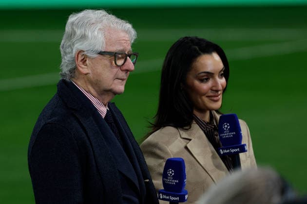 15 04 2026, xjrdrx, Football UEFA Champions League, FC Bayern Muenchen Real Madrid v l Marcel Reif and Valentina Maceri DFL DFB REGULATIONS PROHIBIT ANY USE OF PHOTOGRAPHS as IMAGE SEQUENCES and or QUASI VIDEO Muenchen
