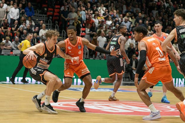 easyCredit Basketball Bundesliga, Matchday 23, Niners Chemnitz Ratiopharm Ulm 15 04 2026 from 20 Copyright: xEHLxMedia MichelxKöhlerx 202602003-Niners Chemnitz-Ratiopharm Ulm_019
