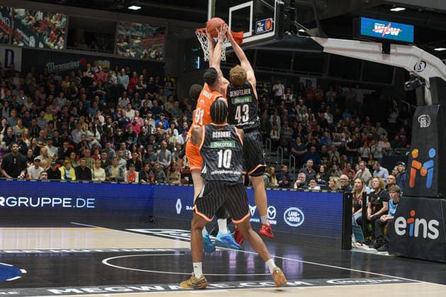 easyCredit Basketball Bundesliga, Matchday 23, Niners Chemnitz Ratiopharm Ulm 15 04 2026 from 20 Copyright: xEHLxMedia MichelxKöhlerx 202602003-Niners Chemnitz-Ratiopharm Ulm_035