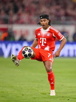 Serge Gnabry FC Bayern München controls the Ball during the UEFA Champions League 2025 26 Quarter Final Second Leg match between FC Bayern München and Real Madrid CF at Football Arena Munich on April 15, 2026 in Munich, Germany Photo by Harry Langer DeFodi Images