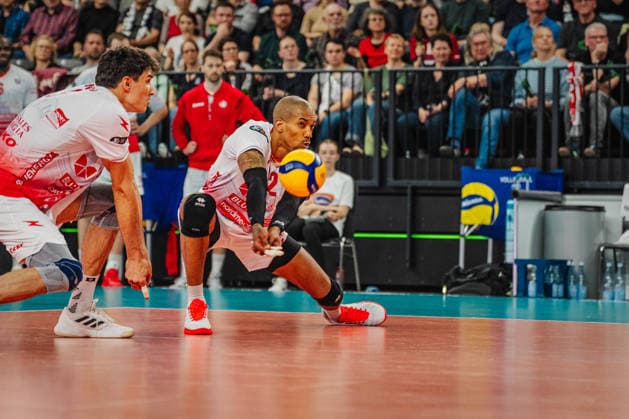 Volleyball Mens CEV Cup 2026 Final SVG Lüneburg vs Gas Sales Bluenergy Piacenza 15 04 2026 Jose M Gutierrez Suarez 22 Gas Sales Bluenergy PIACENZA at the reception