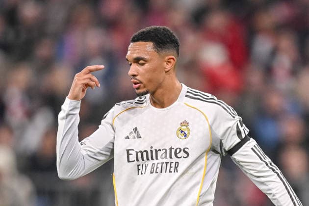 Trent Alexander Arnold Real Madrid gestures during the UEFA Champions League 2025 26 Quarter Final Second Leg match between FC Bayern Munich and Real Madrid CF at Football Arena Munich on April 15, 2026 in Munich, Germany Photo by Harry Langer DeFodi Images
