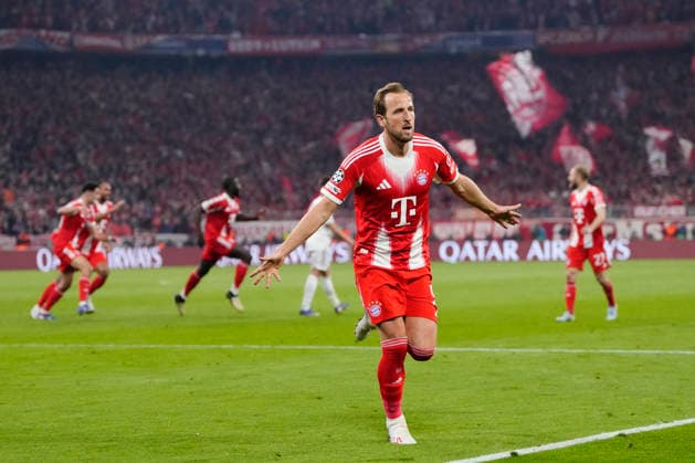 FC Bayern München v Real Madrid CF - UEFA Champions League 2025 26 Quarter-Final Second Leg Harry Kane centre-forward of Bayern Munchen and England celebrates after scoring his sides first goal during the UEFA Champions League 2025 26 Quarter-Final Second Leg match between FC Bayern München and Real Madrid CF at Football Arena Munich on April 15, 2026 in Munich, Germany. Munich Germany  Copyright: xJosexBretonx originalFilename:bretonhernandez-fcbayern260415_np4rR.jpg