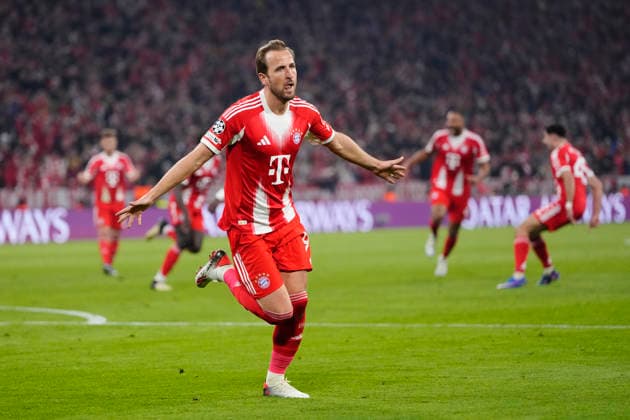 FC Bayern München v Real Madrid CF - UEFA Champions League 2025 26 Quarter-Final Second Leg Harry Kane centre-forward of Bayern Munchen and England celebrates after scoring his sides first goal during the UEFA Champions League 2025 26 Quarter-Final Second Leg match between FC Bayern München and Real Madrid CF at Football Arena Munich on April 15, 2026 in Munich, Germany. Munich Germany  Copyright: xJosexBretonx originalFilename:bretonhernandez-fcbayern260415_npqzK.jpg