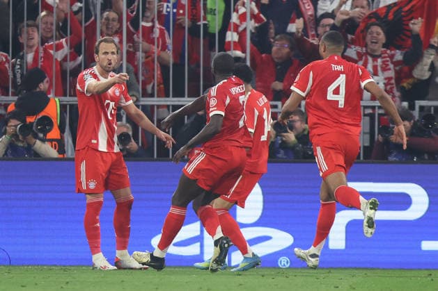 Soccer UEFA Champions League quarter-final second leg FC Bayern Munich Real Madrid on 15 04 2026 at the Allianz Arena in Munich Goal celebration to 2 2 by Harry Kane Munich xJRx