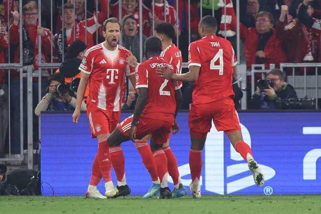 Soccer UEFA Champions League quarter-final second leg FC Bayern Munich Real Madrid on 15 04 2026 at the Allianz Arena in Munich Goal celebration to 2 2 by Harry Kane Munich xJRx