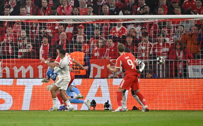 GOAL for 1 1 Aleksandar Pavlovic FC Bayern Muenchen FCB 45 Goal kick Action Goal chance FC Bayern Muenchen FCB vs Real Madrid UEFA CL Champions League quarter-final second leg 15 04 2026 DFL REGULATIONS PROHIBIT ANY USE OF PHOTOGRAPHS AS IMAGE SEQUENCES AND OR QUASI VIDEO FC Bayern Muenchen FCB vs Real Madrid CL Champions League