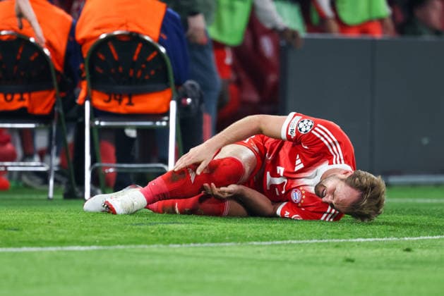 Harry Kane FC Bayern Muenchen, 09 is injured on the ground, GER, FC Bayern Muenchen vs Real Madrid CF, Football, UEFA Champions League, quarter-final, second leg, 2025 2026 season, 15 04 2026, GER, FC Bayern Muenchen vs Real Madrid CF, Football, UEFA Champions League, quarter-final, second leg, 2025 2026 season, 15 04 2026 Muenchen Copyright: xEibner-Pressefoto JennixMaulx EP_JML