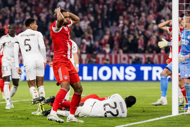 MUNICH, GERMANY - APRIL 15: Jonathan Tah (FC Bayern Muenchen, 4) frustrated during the UEFA Champions League match between FC Bayern Muenchen vs. Real Madrid at Allianz Arena on the second leg of quarter finals of the UEFA Champions League on April 15, 2026 in Munich, Germany. Bavaria Germany Copyright: xSteffiexWunderlx