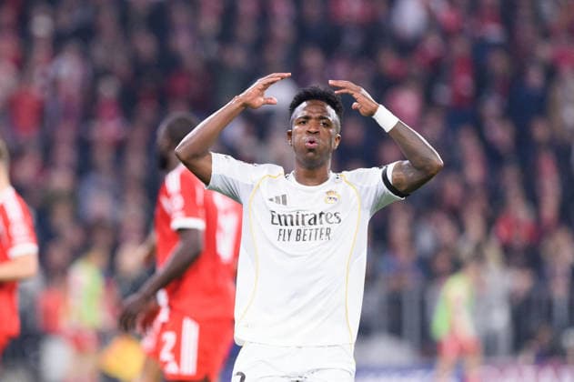 Bayern Munich v Real Madrid UEFA Champions League 2025 26 MUNICH, GERMANY APRIL 15 Vinicius Junior 7 Real Madrid dejected after a missed chance during a UEFA Champions League 2025 26 match between Bayern Munich and Real Madrid in Munich on April 15, 2026 Photo by Sven Beyrich Sports Press Photo Bayern Munich v Real Madrid UEFA Champions League 2025 26 Copyright: xSvenxBeyrich SportsxPressxPhoto x