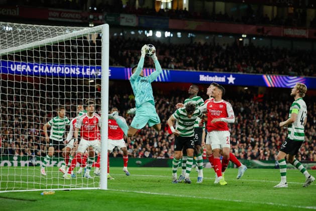 Champions League 2025 26 Quarter Final 2nd Leg Arsenal v Sporting CP Emirates Stadium 15.04.2026 Rui Silva GK of Sporting CP Champions League 2025 26 Quarter Final 2nd Leg Arsenal v Sporting CP Emirates Stadium 15.04.2026 Photograph By Marc Aspland The Times  Copyright: xMarcxAsplandx NINTCHDBPICT001073763737