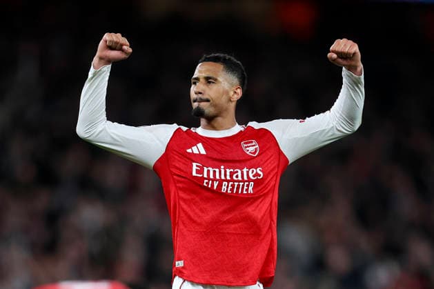 Arsenal FC v Sporting Clube de Portugal - UEFA Champions League 2025 26 Quarter-Final Second Leg William Saliba of Arsenal celebrates after the UEFA Champions League 2025 26 Quarter-Final Second Leg match between Arsenal FC and Sporting Clube de Portugal at Arsenal Stadium on April 15, 2026 in London, England. WARNING! This Photograph May Only Be Used For Newspaper And Or Magazine Editorial Purposes. May Not Be Used For Publications Involving 1 player, 1 Club Or 1 Competition Without Written Authorisation From Football DataCo Ltd. For Any Queries, Please Contact Football DataCo Ltd on +44 (0) 207 864 9121 London Arsenal Stadium England United Kingdom Copyright: xAllstarxPicturexLibraryxLtdx