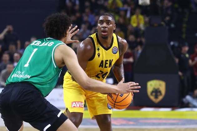 FIBA Basketball Champions League, AEK BC vs Asisa Joventut Quarter Finals - Frank Bartley of AEK BC in action during the FIBA Basketball Champions League Quarter Finals Game 3 basketball match between AEK BC vs Asisa Joventut in Athens, Greece, 15 April 2026. IMAGO ONE INCH PRODUCTIONS ATHENS Greece Copyright: xOnexInchxProductionsx 6934718