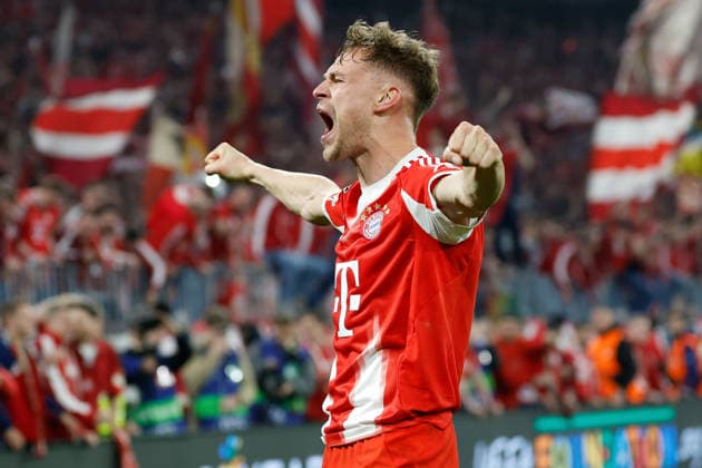15.04.2026, xjrdrx, Fussball UEFA Champions League, FC Bayern Muenchen - Real Madrid v.l. Jubel, Freude über den Sieg Joshua Kimmich (FC Bayern Muenchen) (DFL DFB REGULATIONS PROHIBIT ANY USE OF PHOTOGRAPHS as IMAGE SEQUENCES and or QUASI-VIDEO) Muenchen *** 15 04 2026, xjrdrx, Football UEFA Champions League, FC Bayern Muenchen Real Madrid v l jubilation, joy about the victory Joshua Kimmich FC Bayern Muenchen DFL DFB REGULATIONS PROHIBIT ANY USE OF PHOTOGRAPHS as IMAGE SEQUENCES and or QUASI VIDEO Muenchen