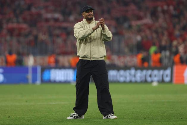 Coach Vincent Kompany FC Bayern Munich celebrate after winning during the UEFA Champions League 2025 26 Quarter Final Second Leg match between FC Bayern Munich and Real Madrid CF at Football Arena Munich on April 15, 2026 in Munich, Germany Photo by Oliver Kaelke DeFodi Images