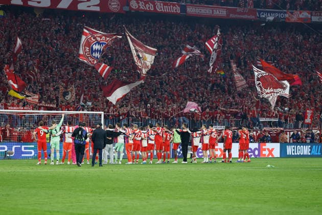 15 04 2026, xjrdrx, Football UEFA Champions League, FC Bayern Muenchen Real Madrid v l jubilation, joy about the victory DFL DFB REGULATIONS PROHIBIT ANY USE OF PHOTOGRAPHS as IMAGE SEQUENCES and or QUASI VIDEO Muenchen