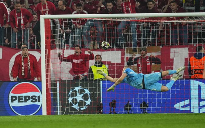 Michael Olise Bayern Munich scores and celebrates his teams fourth goal during Bayern Munich and Real Madrid, UEFA Champions league Quarter Final UEFA Champions League, at Allianz Arena, Munich, Germany on April 15, 2026 Thor Wegner DeFodi Images Photo by DeFodi Images