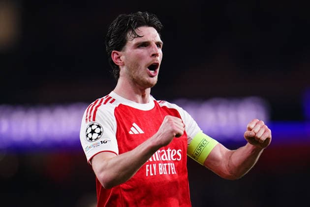 UEFA Champions League Quarter Finals Arsenal v Sporting CP Declan Rice of Arsenal celebrates qualifying for the Uefa champions league semi finals during the UEFA Champions League Quarter Finals match Arsenal vs Sporting CP at Arsenal stadium, London, United Kingdom on 15 April 2026 (Photo by Harvey Murphy News Images) Copyright: xHarveyxMurphy NewsxImagesx