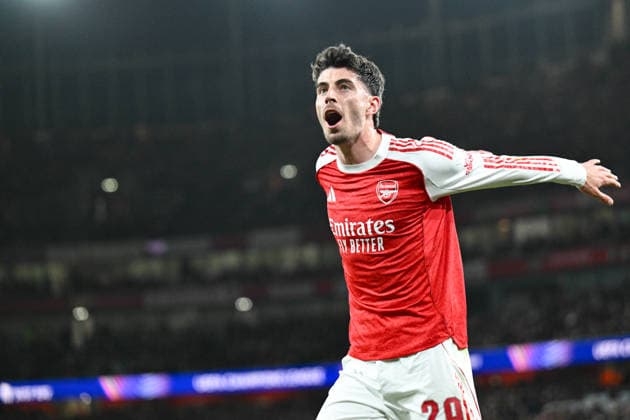 Kai Havertz of Arsenal FC rouses the Arsenal FC supporters during the UEFA Champions League match between Arsenal and Sporting CP at the Emirates Stadium, London, England on 15 April 2026. Copyright: xPhilxHutchinsonx 44830021