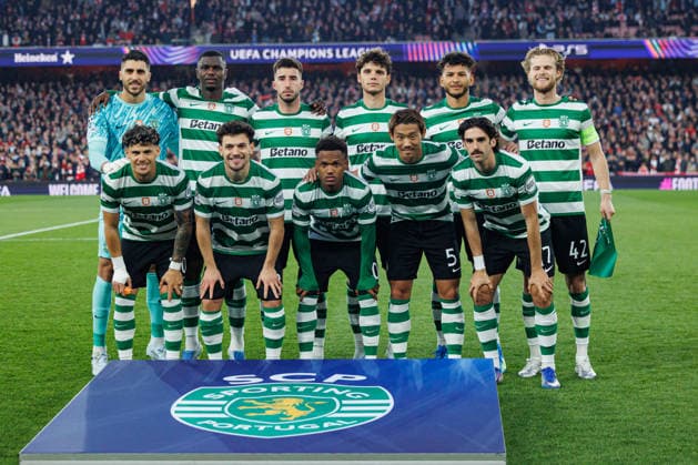 Goncalo Inacio, Luis Suarez, Maxi Araujo, Francisco Trincao Morten Hjulmand, Rui Silva, Pedro Goncalves , Hidemasa Morita, Ousmane Diomande, Eduardo Quaresma and Geny Catamo seen during UEFA Champions League quarterfinal game between teams of Arsenal FC and Sporting CP at Emirates Stadium (Maciej Rogowski Ball Raw Images) London Emirates Stadium United Kingdom Copyright: xMaciejxRogowskix MaciejRogowskiArsenalSporting2526137