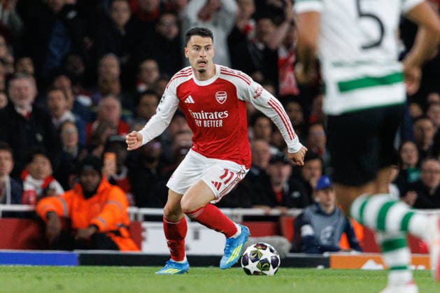 Gabriel Martinelli seen during UEFA Champions League quarterfinal game between teams of Arsenal FC and Sporting CP at Emirates Stadium (Maciej Rogowski Ball Raw Images) London Emirates Stadium United Kingdom Copyright: xMaciejxRogowskix MaciejRogowskiArsenalSporting2526194