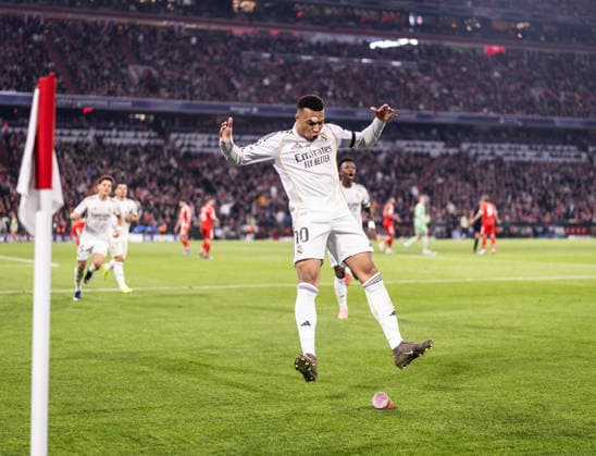 Bayern Munchen vs Real Madrid Mbappe in action during the game against Bayern Munchen valid for Champions League at the Allianz Arena, in Munchen, today April 15, 2025. Copyright: xx 5H5A2533