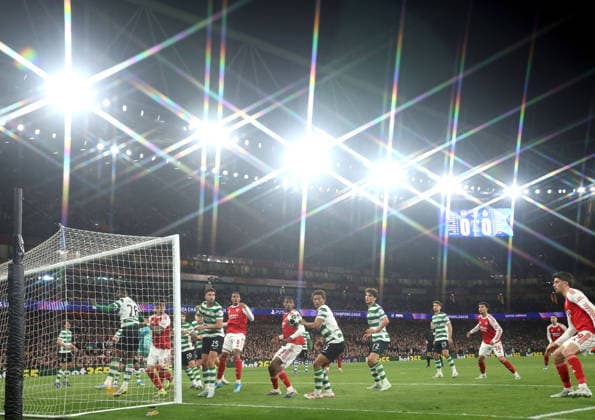 General action at the Arsenal v Sporting Club Portugal UEFA Champions League match, at the Emirates Stadium, London, UK on 15th April, 2026. 