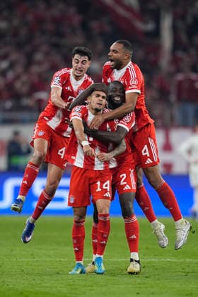 April 15, 2026, Munich, Bavaria, Germany: Luis Diaz of Bayern Munich celebrates a goal during the UEFA Champions League 2025 26 Quarter-Final Second Leg match between FC Bayern MoÂ¼nchen and Real Madrid CF at Allianz Arena on April 15, 2026 in Munich, Germany. FC Bayern Munich V Real Madrid CF - UEFA Champions League 2025 26 Quarter-Final Second Leg  - ZUMAa181 20260415_zaa_a181_298 Copyright: xDennisxAgyemanx