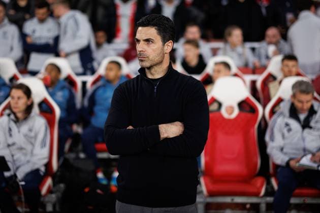 Mikel Arteta manager of Arsenal Arsenal v Sporting, UEFA Champions League, Quarter Final, Second Leg, Football, Emirates Stadium, London, UK - 15 Apr 2026London Emirates Stadium United Kingdom EDITORIAL USE ONLY No use with unauthorised audio, video, data, fixture lists, club league logos or live services. Online in-match use limited to 120 images, no video emulation. No use in betting, games or single club league player publications.  Copyright: xSimonxDael Shutterstockx 16828544cj