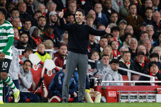Mikel Arteta seen during UEFA Champions League quarterfinal game between teams of Arsenal FC and Sporting CP at Emirates Stadium (Maciej Rogowski Ball Raw Images) London Emirates Stadium United Kingdom Copyright: xMaciejxRogowskix MaciejRogowskiArsenalSporting2526315