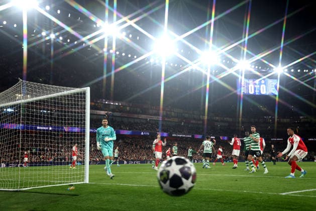 General action at the Arsenal v Sporting Club Portugal UEFA Champions League match, at the Emirates Stadium, London, UK on 15th April, 2026. 