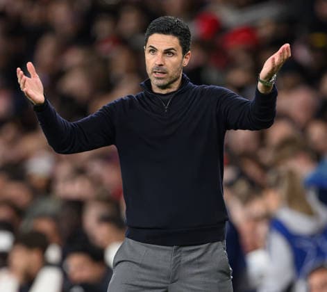 15 April 2026 - Arsenal v Sporting Lisbon - Champions League Semi-Final - Emirates Stadium. Arsenal v Sporting Lisbon - Champions League Semi-Final - Emirates Stadium. Arsenal Manager Mikel Arteta. Picture : Mark Pain London England  Copyright: xMarkxPainx