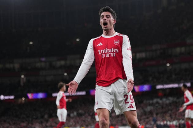 UEFA Champions League Quarter Finals Arsenal v Sporting CP Kai Havertz of Arsenal tries to get home supporters up during the UEFA Champions League Quarter Finals match Arsenal vs Sporting CP at Arsenal stadium, London, United Kingdom on 15 April 2026 (Photo by Harvey Murphy News Images) Copyright: xHarveyxMurphy NewsxImagesx