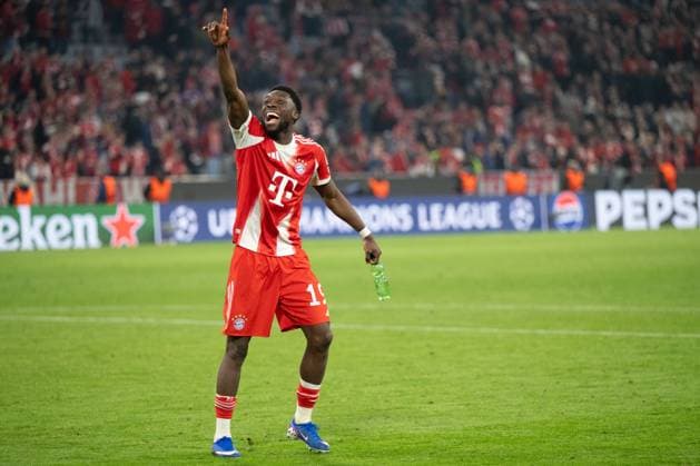 Alphonso Davies 19 FC Bayern Muenchen screams his joy, FC Bayern Muenchen vs Real Madrid, Football, Champions League, Quarterfinal, 15 04 2026 Muenchen Bayern Germany Copyright: xkolbert-press MarkusxVerwimpx