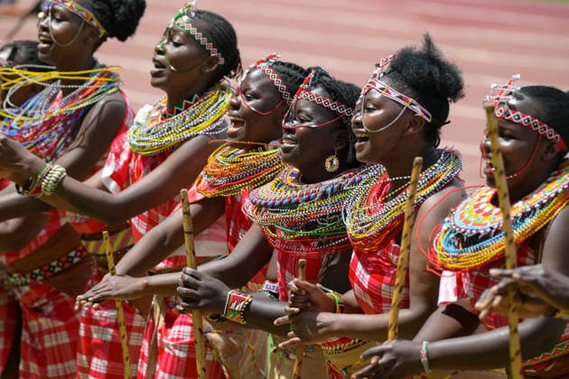 (260416) -- NAIROBI, April 16, 2026 -- The Maasai perform before the FIFA Women s Series 2026 football match between Malawi and India in Nyayo National Stadium, Nairobi, Kenya, April 15, 2026. ) (SP)KENYA-NAIROBI-FOOTBALL-FIFA SERIES-INDIA VS MALAWI YangxGuang 